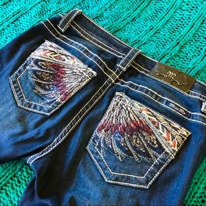 Miss Me Feather Aztec Jeans Size 27 Mid Rise Boot